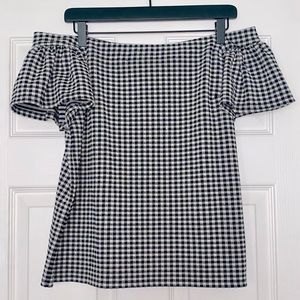 Express Gingham Off Shoulder Top